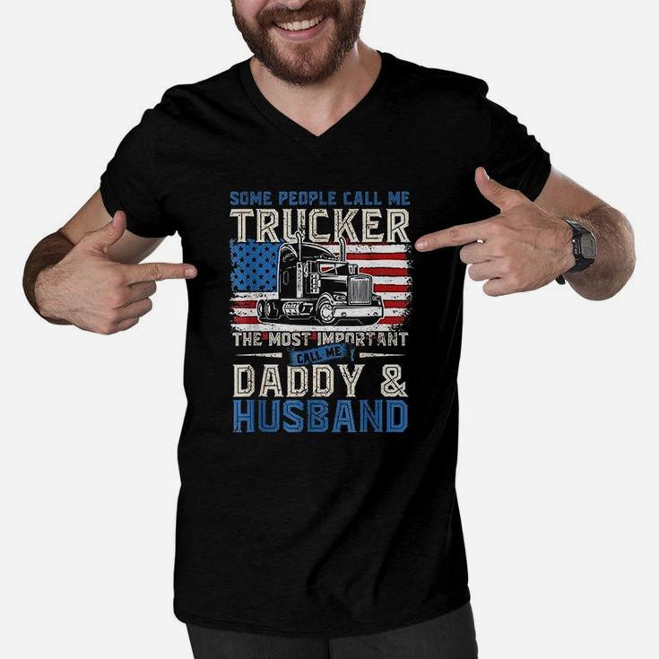 Some People Call Me Trucker Daddy And Husband Men V-Neck Tshirt