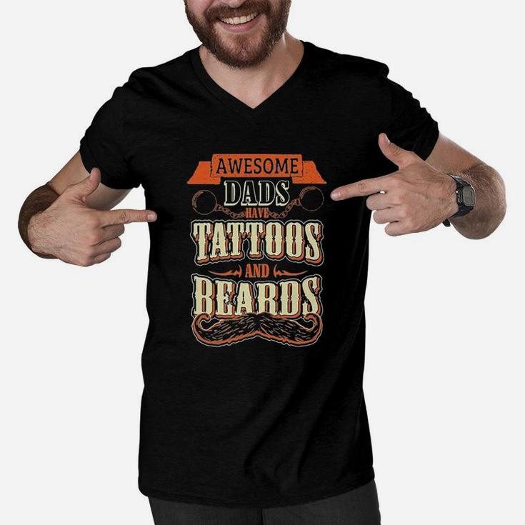 St Patricks Dayawesome Dads Have Tattoos Men V-Neck Tshirt