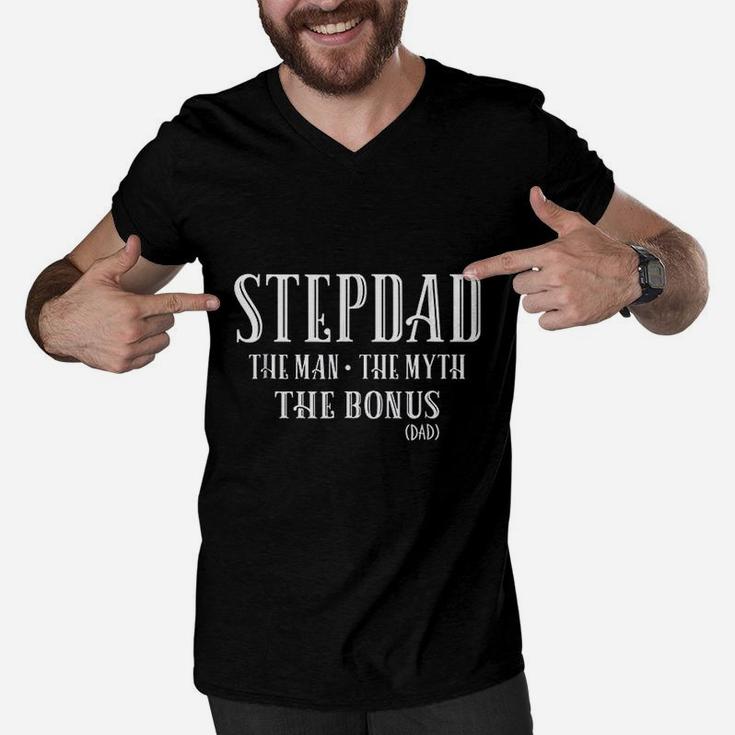 Stepdad Gift Man Myth The Bonus Dad Fathers Day Men V-Neck Tshirt