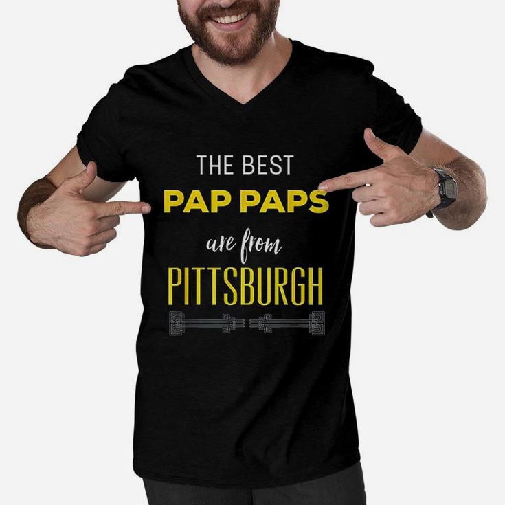 The Best Pap Paps Are From Pittsburgh Grandfather Men V-Neck Tshirt