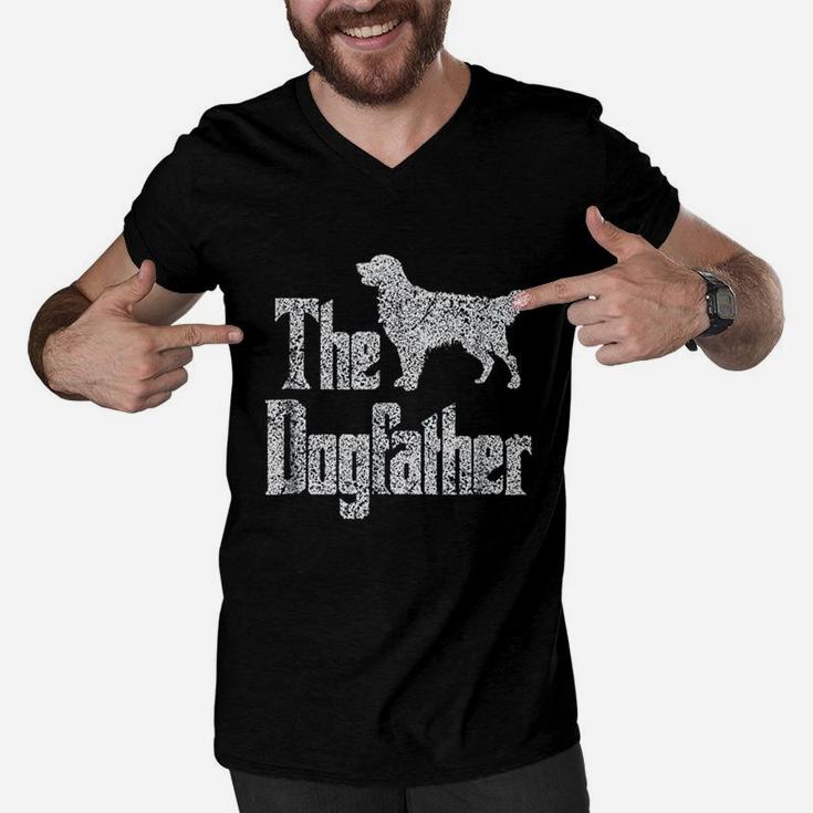 The Dogfather Golden Retriever Silhouette Men V-Neck Tshirt