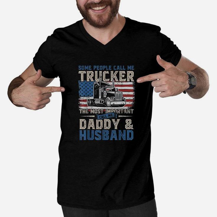 Truck Driver Gift Trucker Daddy Men V-Neck Tshirt