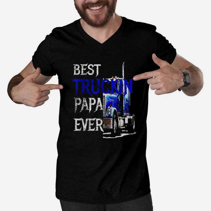 Truck Driver Papa Grandpa Best Trucker Gift Men V-Neck Tshirt