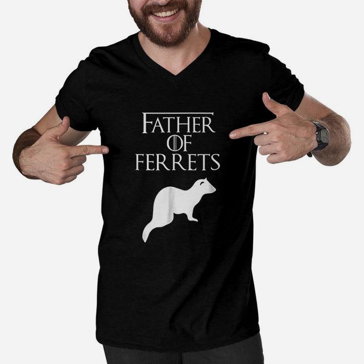 Unique White Father Of Ferret Lover Men V-Neck Tshirt