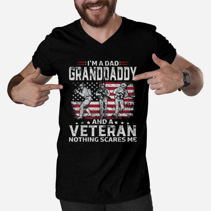 Veteran Dad Granddaddy Nothing Scares Me Men V-Neck Tshirt