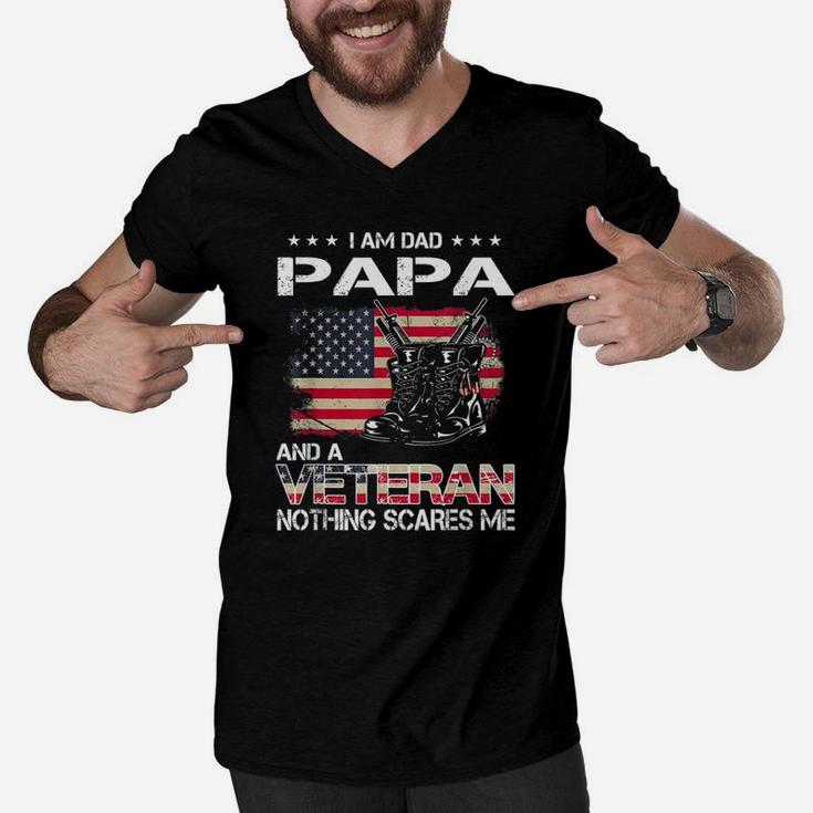 Veteran Dad Papa Nothing Scares Me Men V-Neck Tshirt