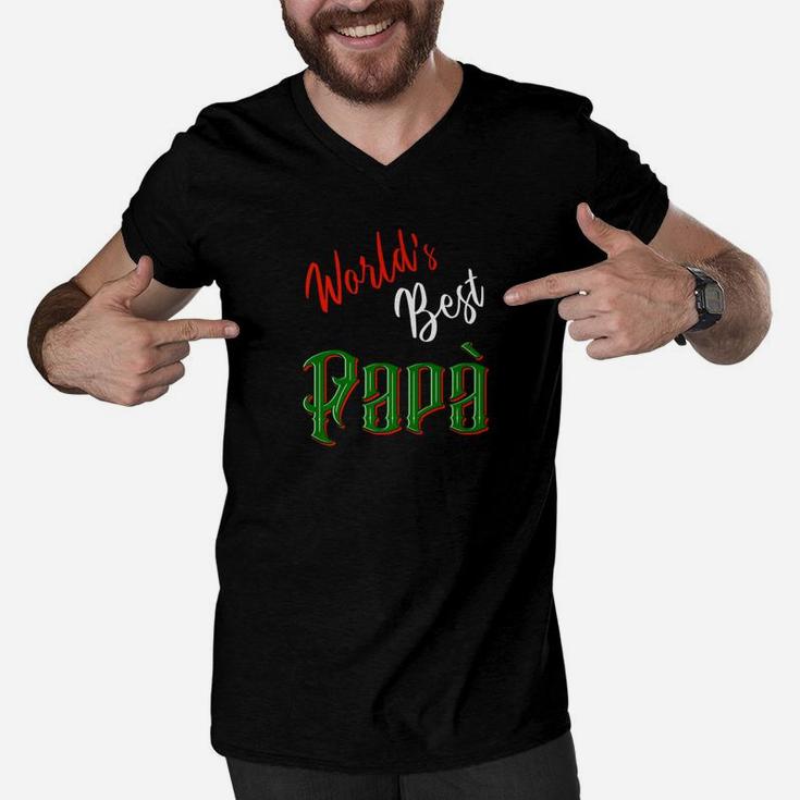Worlds Best Papa Fathers Day, best christmas gifts for dad Men V-Neck Tshirt