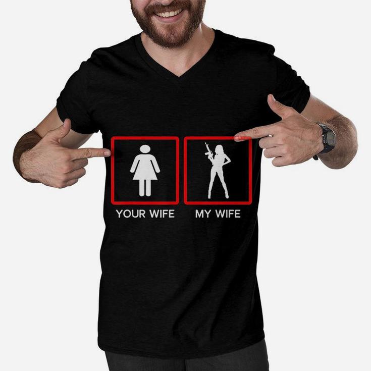 Your Wife Vs My Owner Wife Funny Fathers Day Men V-Neck Tshirt