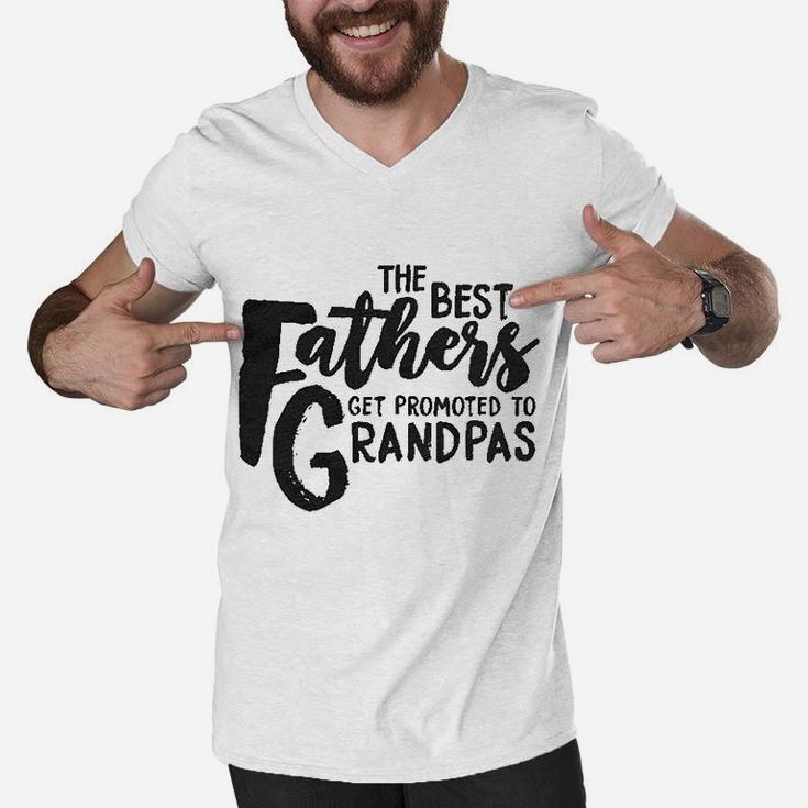 Best Fathers Get Promoted To Grandpas Men V-Neck Tshirt