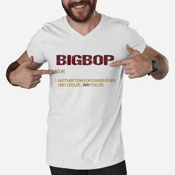 Bigbop Funny Grandfather Definition Distressed Retro Men Gift Men V-Neck Tshirt