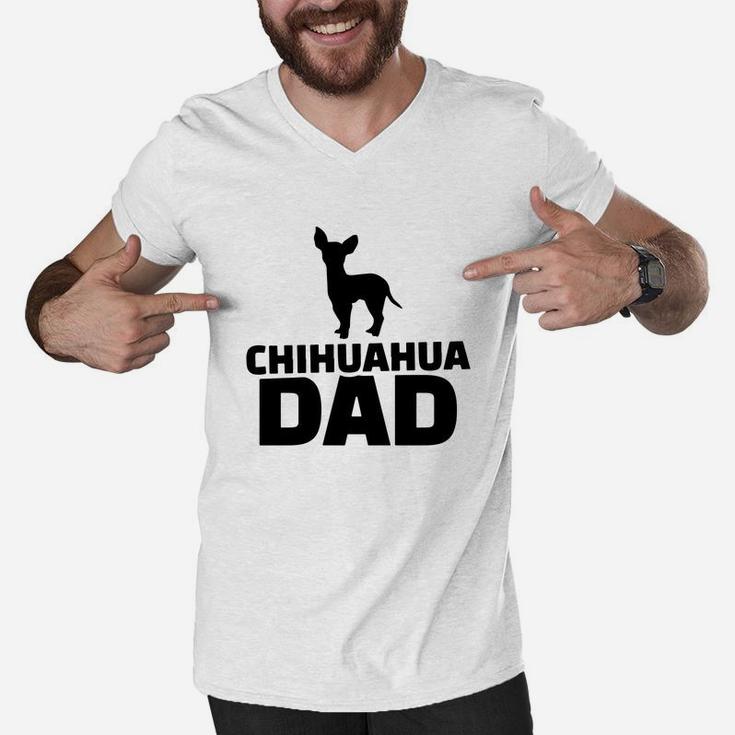 Chihuahua Dad, Funny Fathers Day Gift Men V-Neck Tshirt