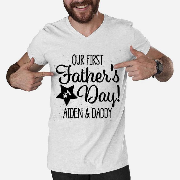 Custom First Fathers Day, best christmas gifts for dad Men V-Neck Tshirt