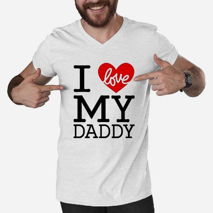 Cute Baby Boy And Baby Girl I Love My Daddy Men V-Neck Tshirt