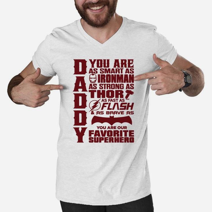 Daddy You Are My Favorite Superhero, Daddy, Father Men V-Neck Tshirt