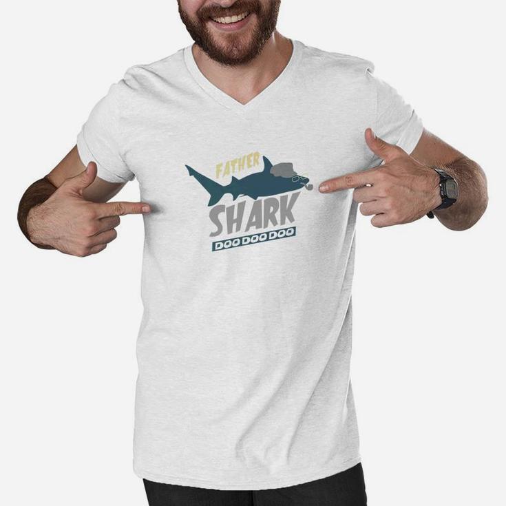 Father Shark Doo Doo Funny Grandpa Men Fathers Day Gift Premium Men V-Neck Tshirt
