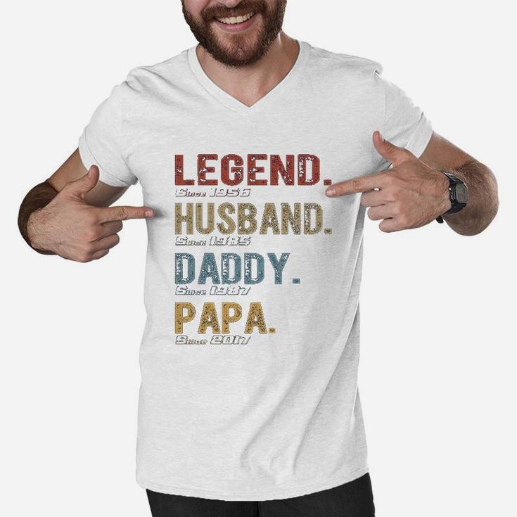 Fathers Day Legend Husband Daddy Papa Men V-Neck Tshirt
