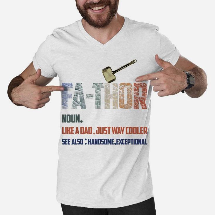 Fathor Viking Mjolnir Dad Father8217s Day Men V-Neck Tshirt