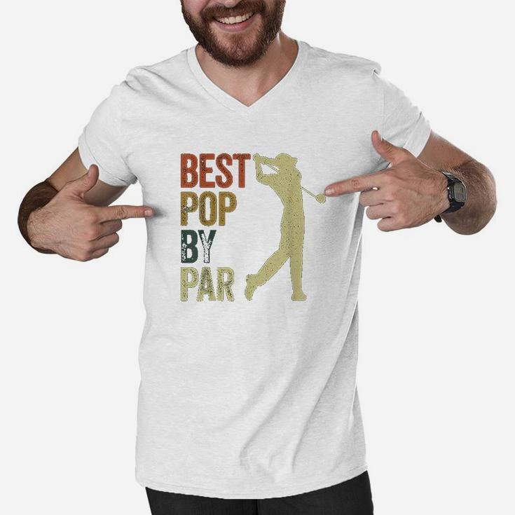 Funny Best Pop By Par Apparel Golf Dad Fathers Day Men V-Neck Tshirt