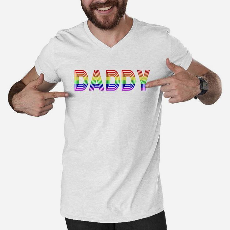 Funny Pride Daddy Proud Gay Lesbian Lgbt Men V-Neck Tshirt