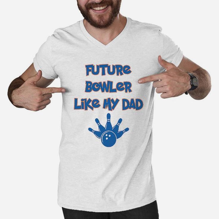 Future Bowler Like My Dad Bowling Fathers Day Men V-Neck Tshirt