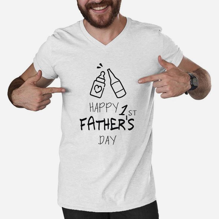 Happy 1st Father s Day Gift For Dad And Grandpa Men V-Neck Tshirt