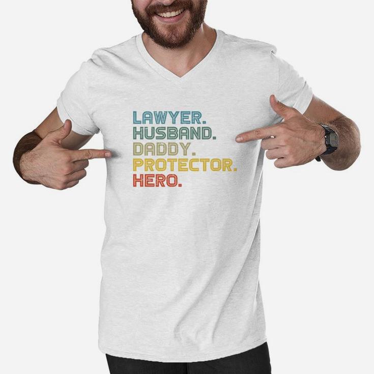 Lawyer Husband Daddy Protector Hero Fathers Day Gift Premium Men V-Neck Tshirt