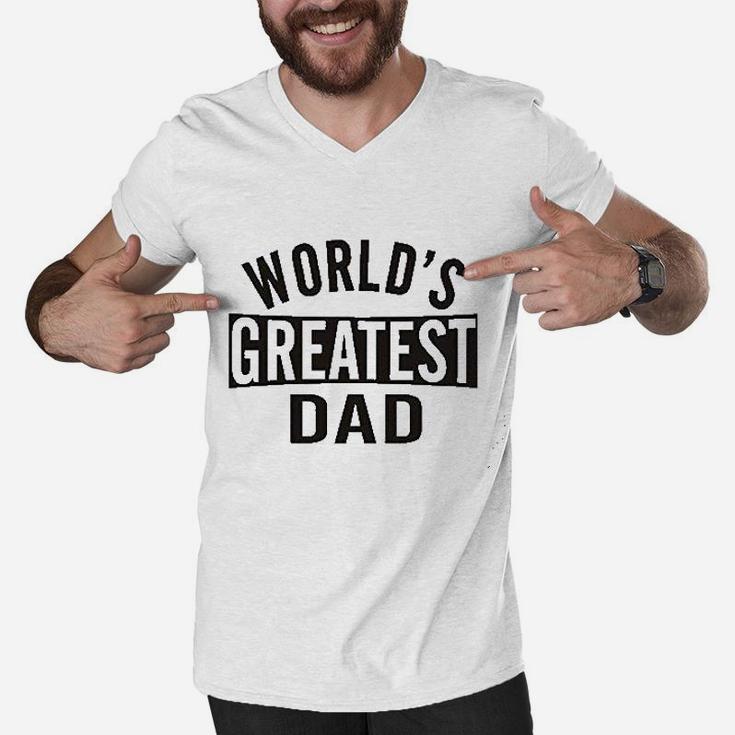 Men Worlds Greatest Dad Fathers Day Men V-Neck Tshirt