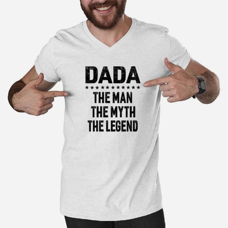 Mens Dada The Man The Myth The Legend Fathers Day Gift Men Tshi Men V-Neck Tshirt