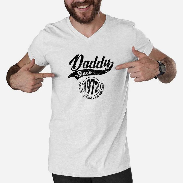 Mens Daddy Since 1972 Fathers Day Gift Dad Men Men V-Neck Tshirt