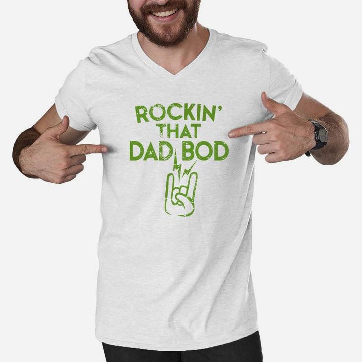Mens Fathers Day Dad Bod Design Fat Fit Daddy Gift Premium Men V-Neck Tshirt
