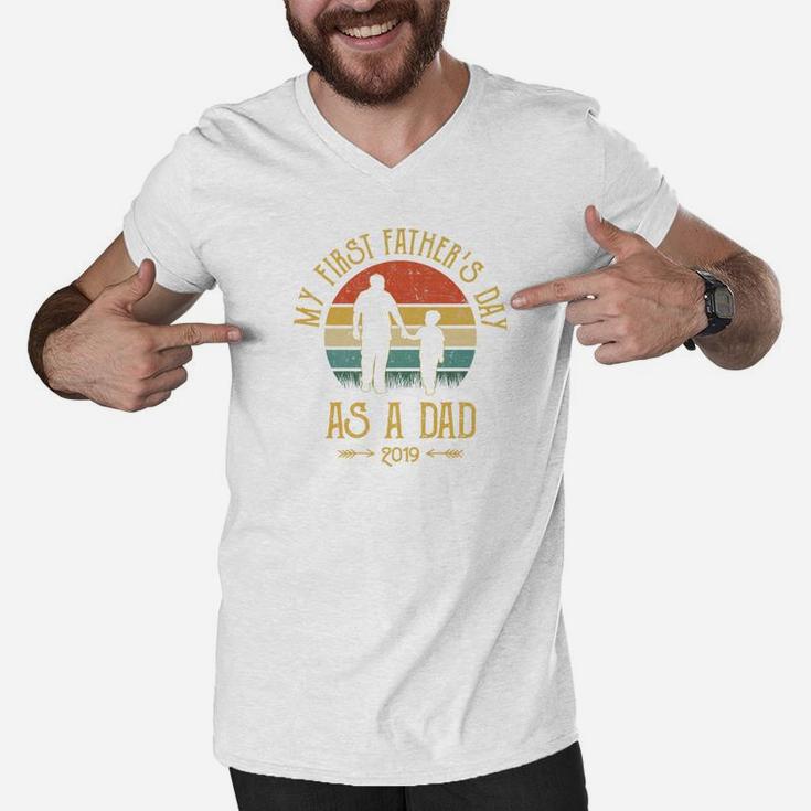 Mens My First Fathers Day As A Dad 2019 Fathers Day Gifts Premium Men V-Neck Tshirt