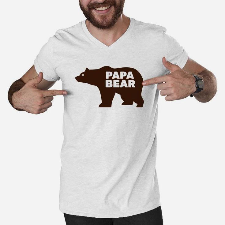 Mens Papa Bear Mens Fathers Day Gif For Dad Men V-Neck Tshirt