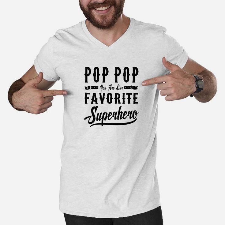 Mens Pop Pop Superhero Fathers Day Gifts Dad Grandpa Men Men V-Neck Tshirt