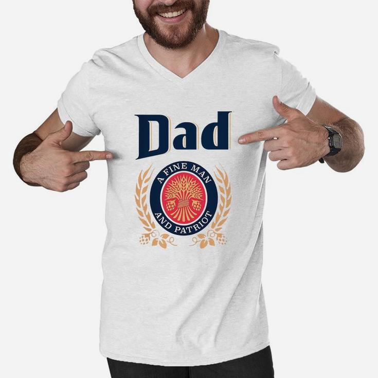 Miller Lite Dad A Fine Man And Patriot Father s Day Shirt Men V-Neck Tshirt