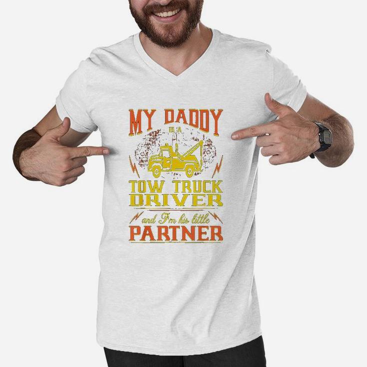 My Daddy Truck Driver Im His Little Partner Men V-Neck Tshirt