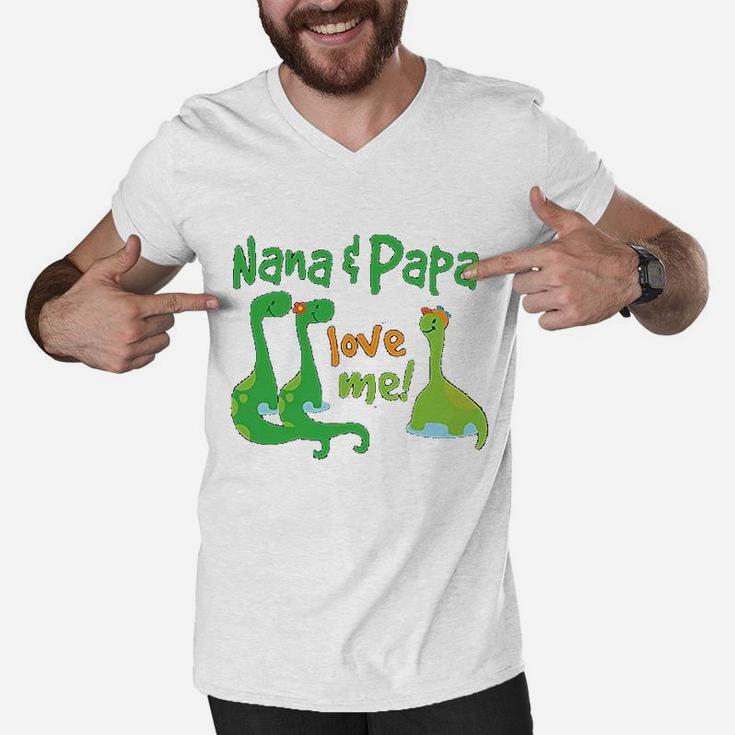 Nana Papa Love Me Grandchild Dinosaur Men V-Neck Tshirt