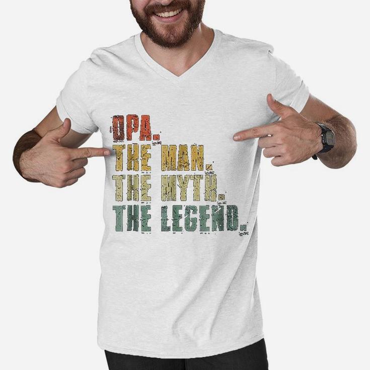 Opa Man Myth Legend For Dad Funny Fathers Day Gift Men V-Neck Tshirt