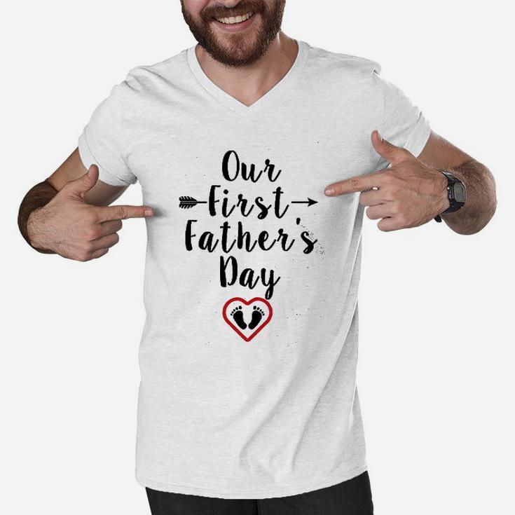 Our First Father Day Outfits, best christmas gifts for dad Men V-Neck Tshirt