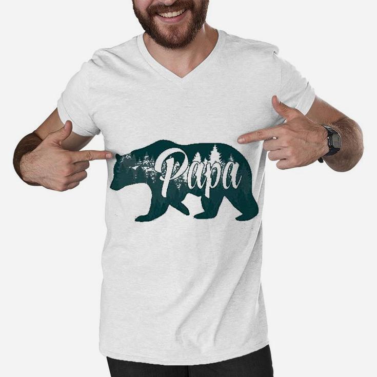 Papa Bear Funny Design For Dads Gift Idea Men V-Neck Tshirt