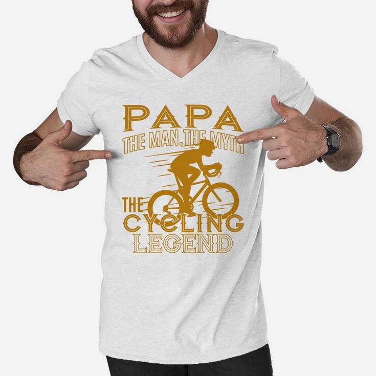 Papa The Man The Myth The Cycling Legend Men V-Neck Tshirt