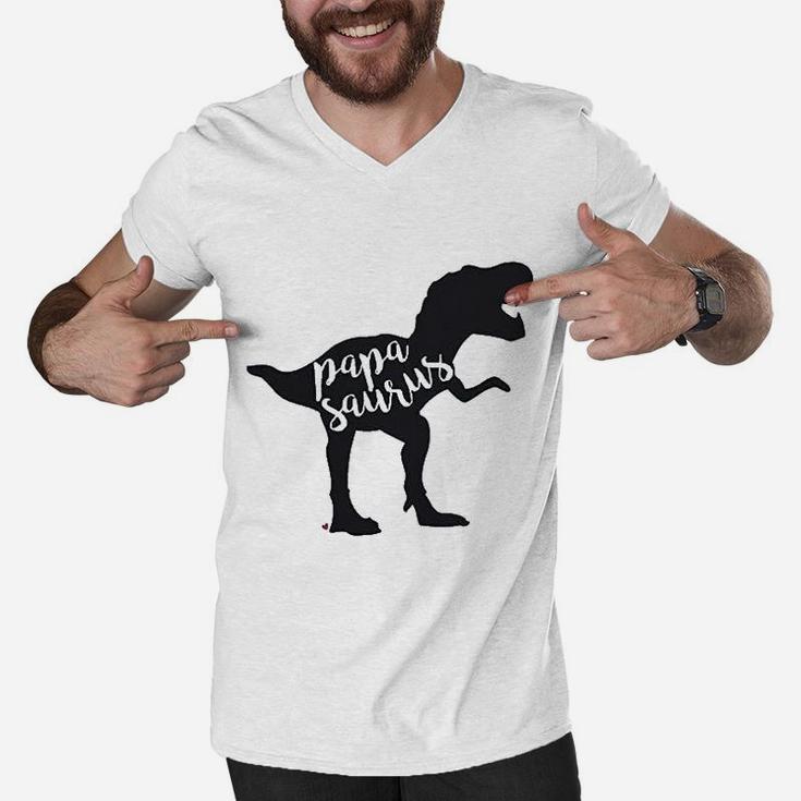Papasaurus Dinosaur, best christmas gifts for dad Men V-Neck Tshirt