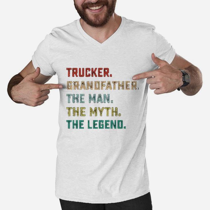 Trucker Grandfather The Man Myth Legend Men V-Neck Tshirt