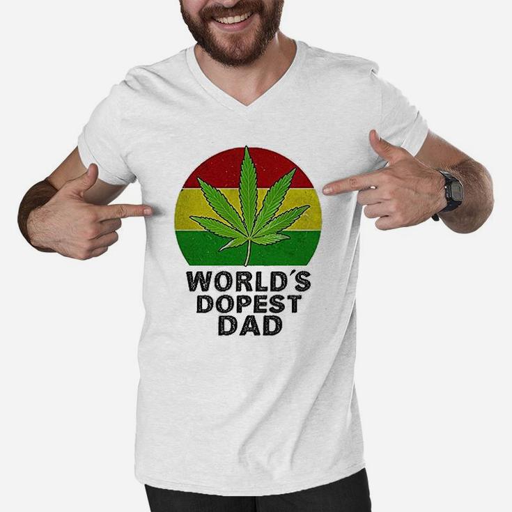 Worlds Best Dad Fathers Day, dad birthday gifts Men V-Neck Tshirt