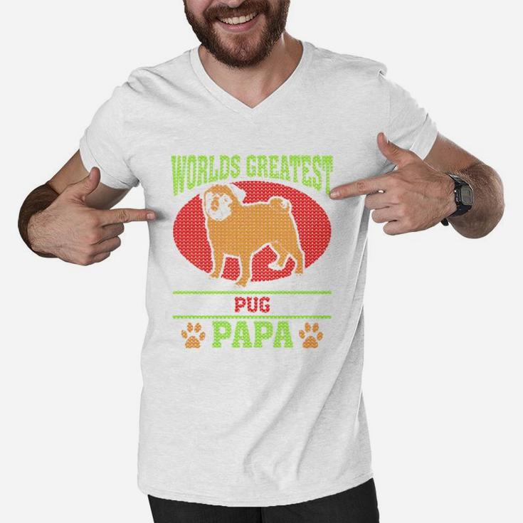 Worlds Greatest Pug Papa, best christmas gifts for dad Men V-Neck Tshirt