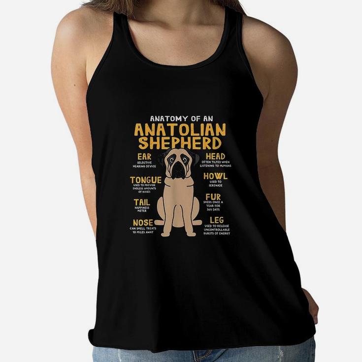 Anatolian Shepherd Anatomy Funny Dog Mom Dad Cute Gift Ladies Flowy Tank