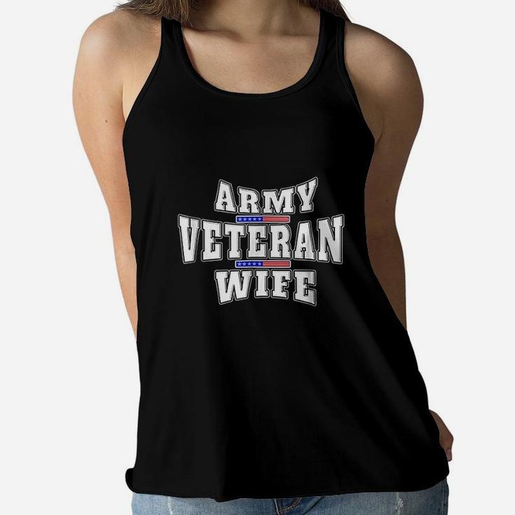 Army Veteran Proud Wife American Flag Pride Gift Ladies Flowy Tank