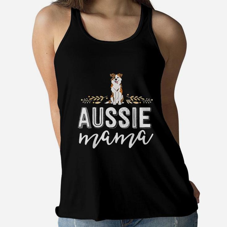 Aussie Mama Red Merle Australian Shepherd Farm Dog Mom Ladies Flowy Tank