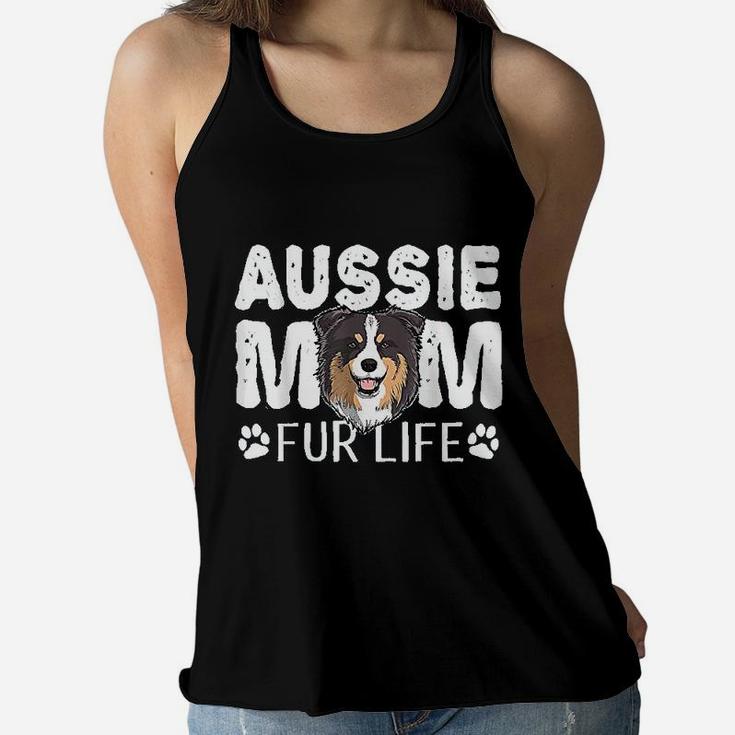 Aussie Mom Fur Life Funny Dog Australian Shepherd Ladies Flowy Tank