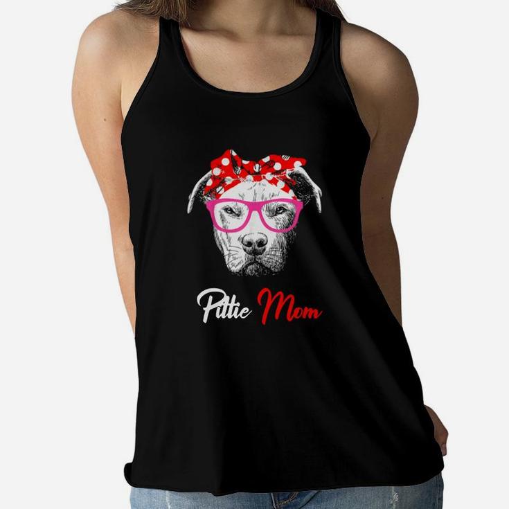 Awesome Womens Pittie Mom Best Pitbull Mom Mother Day Gift Shirt Ladies Flowy Tank