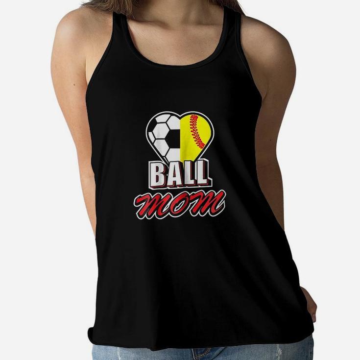 Ball Mom Love Soccer Ladies Flowy Tank